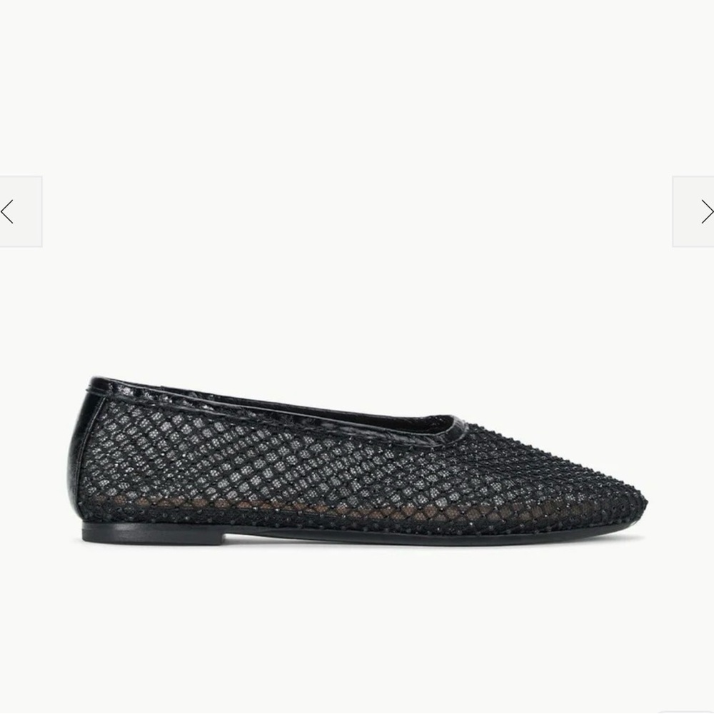 STAUD ALBA BALLET FLAT | BLACK CRYSTAL MESH